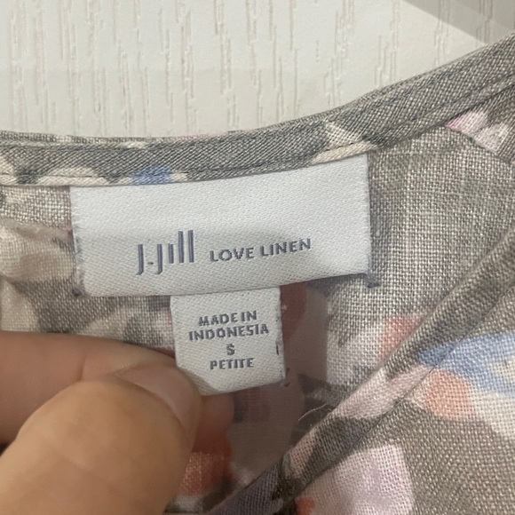 FINAL PRICE J. Jill Medium Love Linen Lagenlook Floral Caraway Ruffle Hem Dress - Picture 5 of 8